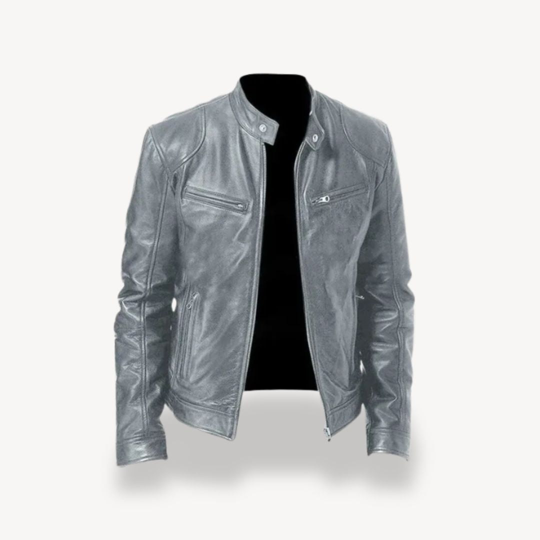 Drune | Herren Premium Leder Bikerjacke - Reißverschluss-Stil