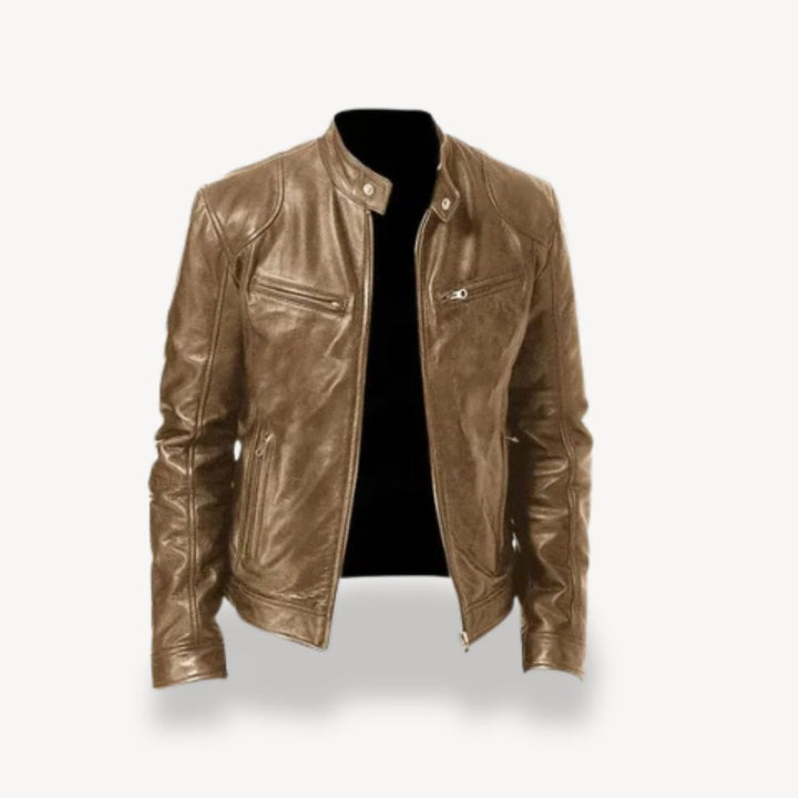 Drune | Herren Premium Leder Bikerjacke - Reißverschluss-Stil
