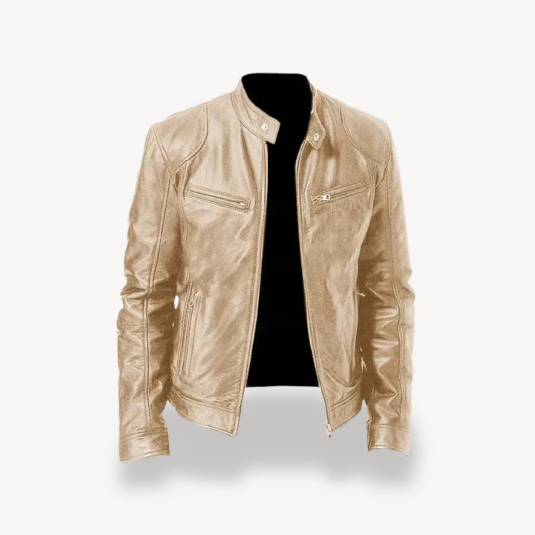 Drune | Herren Premium Leder Bikerjacke - Reißverschluss-Stil