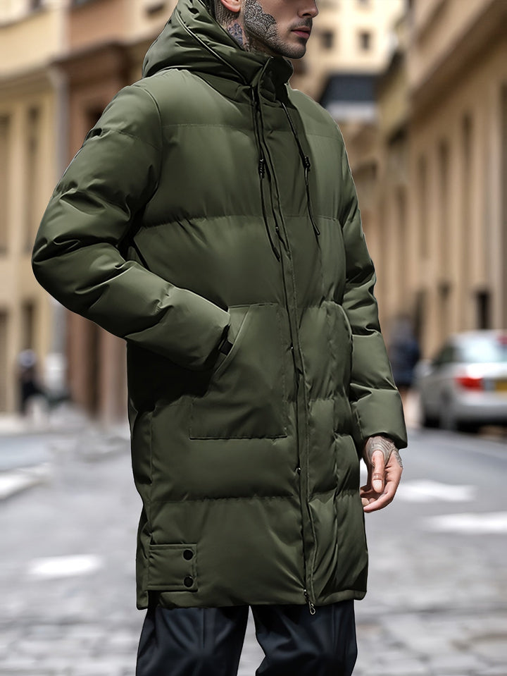 Drune | Lange Und Warme Steppjacke Mit Kapuze Für Herren