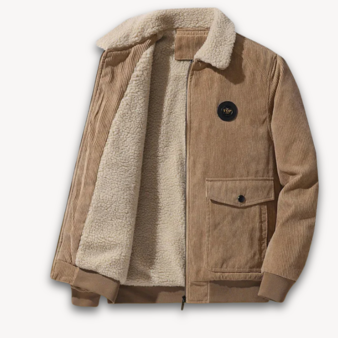 Drune | Herren Wintercord-Jacke mit Sherpa-Futter