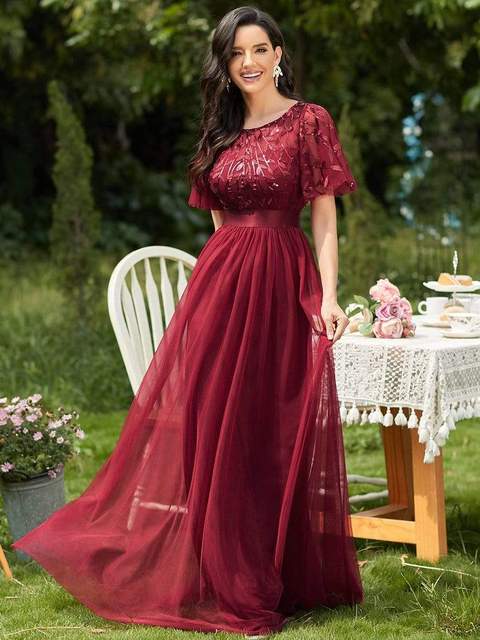 Drune | Glänzendes Netz Blütenblattkleid Glänzendes Abendkleid