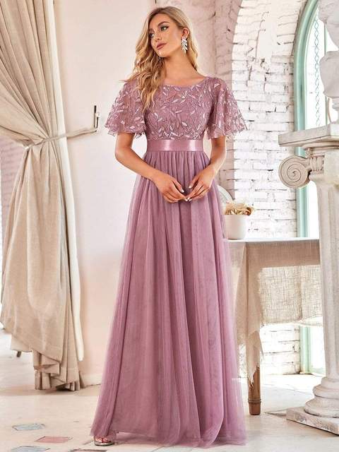 Drune | Glänzendes Netz Blütenblattkleid Glänzendes Abendkleid
