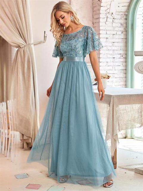 Drune | Glänzendes Netz Blütenblattkleid Glänzendes Abendkleid