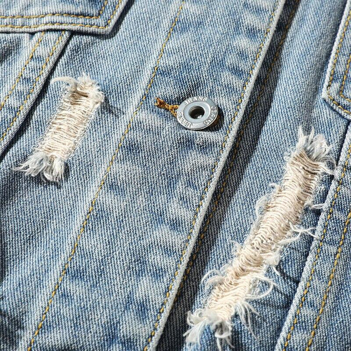 Drune | herrenjeansjacke mit aufnäher auf der rückseite