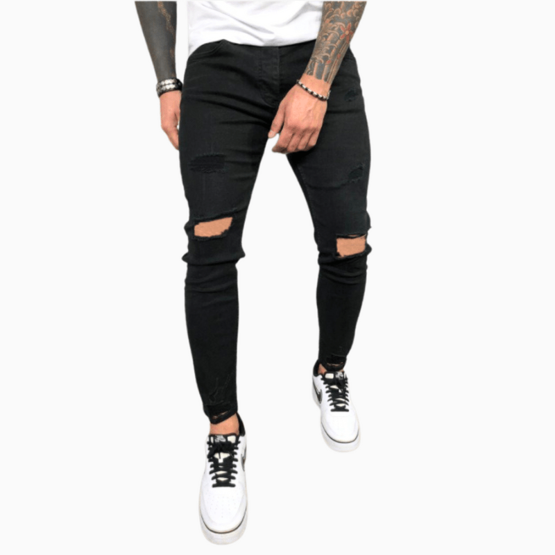 Drune | Herrenhose Trendy Skinny Jeans Mit Rissen Bequem & Stretch