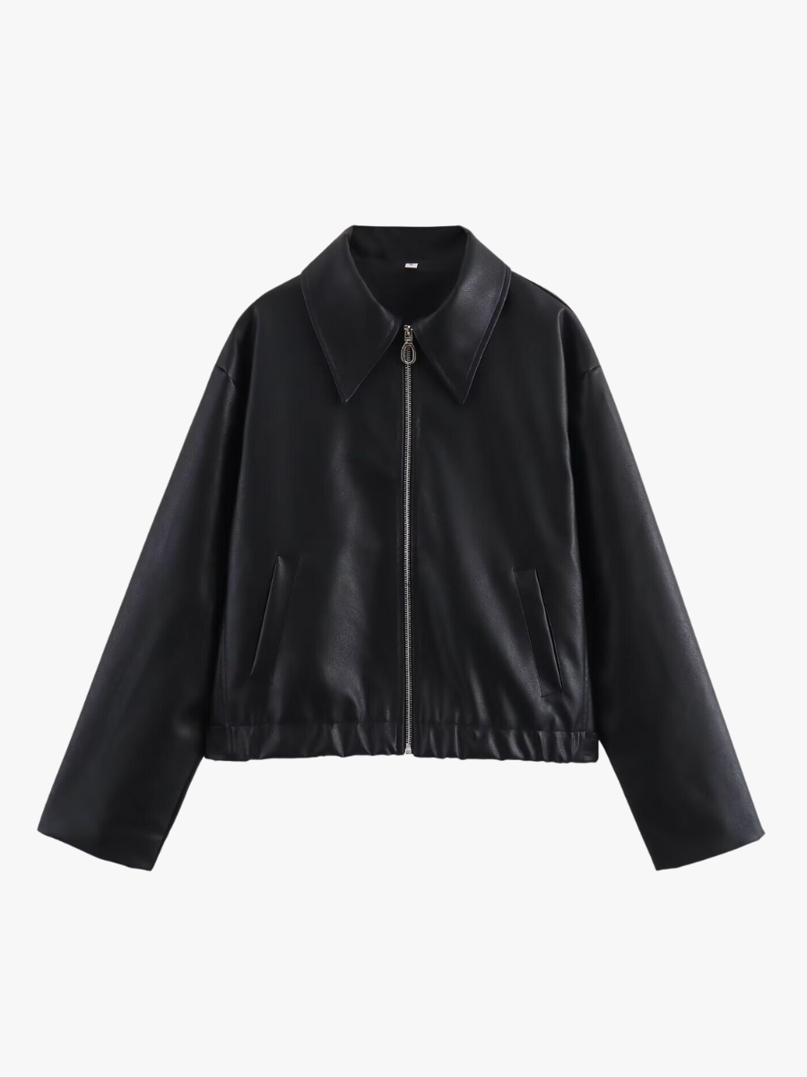 Drune | Modische Kunstlederjacke in Weinrot