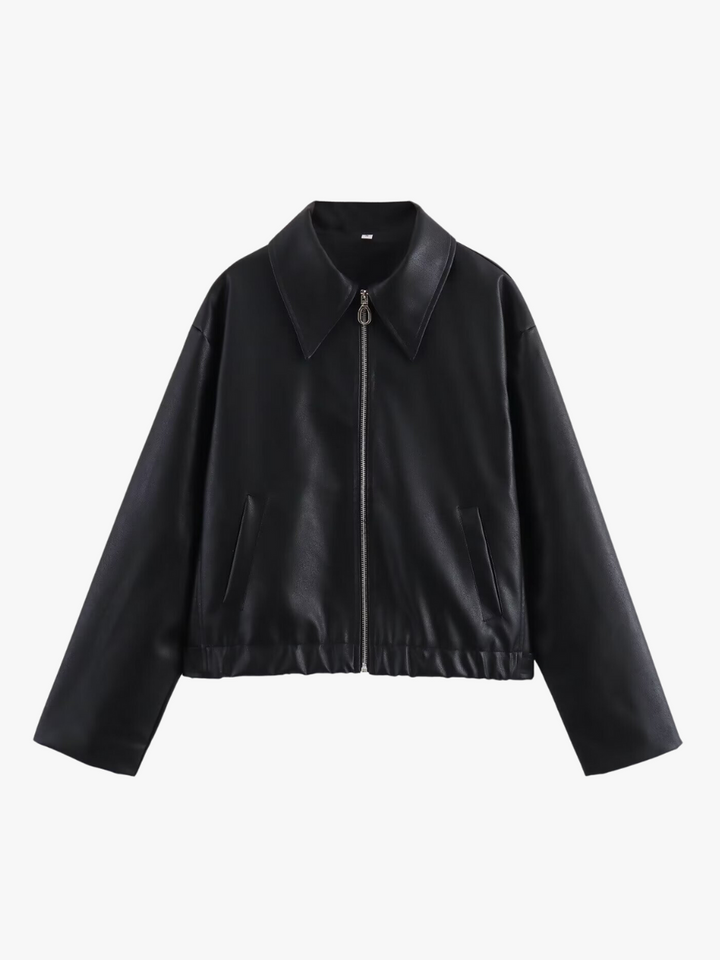 Drune | Modische Kunstlederjacke in Weinrot
