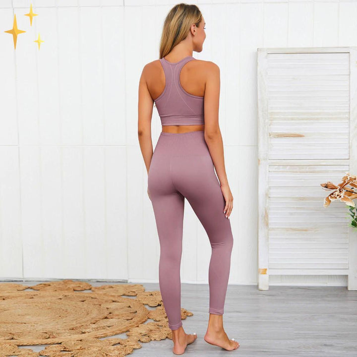Drune | Bunter Stylischer zwei-teiliges Sport-Set Nahtlose Leggings und Sport-BH-Set