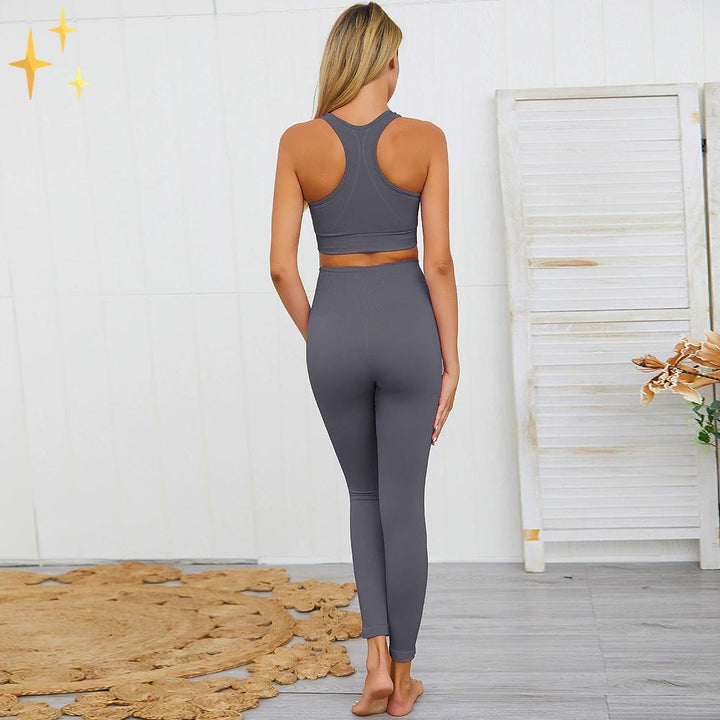 Drune | Bunter Stylischer zwei-teiliges Sport-Set Nahtlose Leggings und Sport-BH-Set