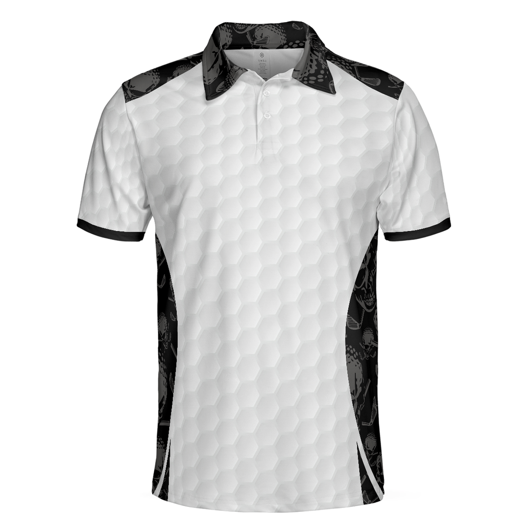 Drune | Grip It Rip It Sip It Golf Weißes Polohemd, Totenkopf-Musterhemd für Weihnachten, Gruselige Geschenkidee für Golfer