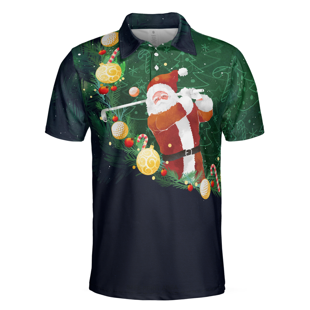 Drune | Weihnachts Golf Polohemden - Herren Golf Polohemden Kurzarm - Santa Golfspiel Muster Shirt - Weihnachts Shirt Geschenkidee für Männer