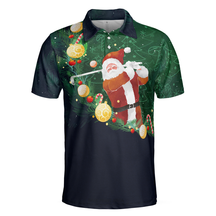 Drune | Weihnachts Golf Polohemden - Herren Golf Polohemden Kurzarm - Santa Golfspiel Muster Shirt - Weihnachts Shirt Geschenkidee für Männer