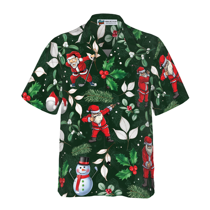 Drune | Hyperfavor Weihnachten Hawaiianische Hemden, Santa Golfspiel Muster Hemd Kurzarm, Weihnachtshemd Geschenkidee für Männer und Frauen