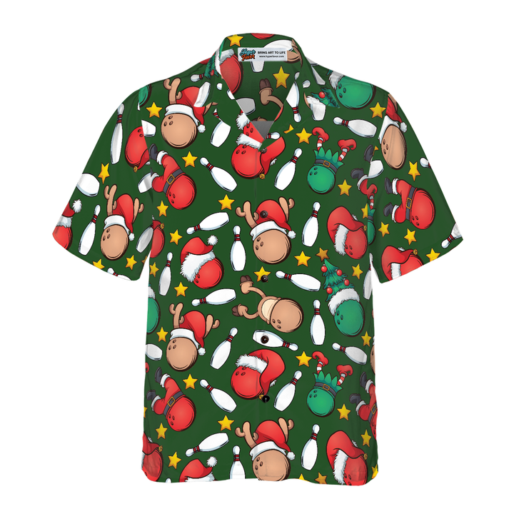 Drune | Hyperfavor Weihnachts-Hawaiianhemden, Weihnachts-Bowlingmuster-Shirt Kurzarm, Weihnachts-Shirt Geschenkidee für Männer und Frauen