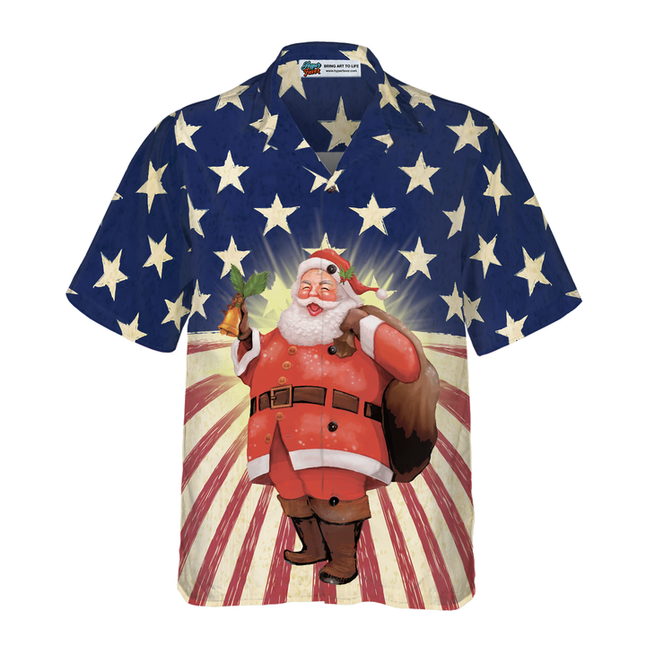 Drune | Hyperfavor Santa Weihnachten Santa Amerika Hawaiian-Shirt, Weihnachtshemden Kurzarm Knopf-down-Hemd für Männer und Frauen