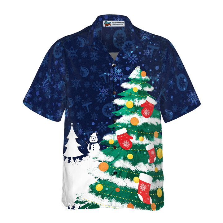 Drune | Hyperfavor Weihnachtsbaum Hawaiian Shirt, Weihnachtshemden Kurzarm Button-Down-Hemd für Männer und Frauen