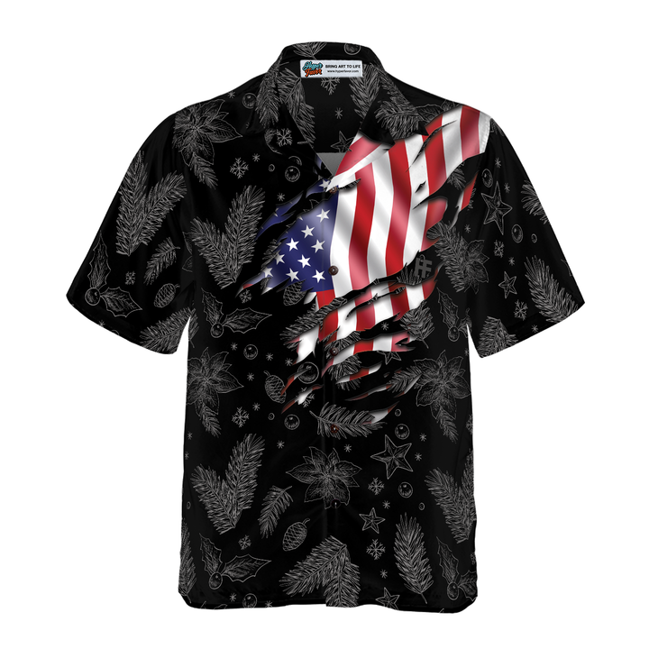 Drune | Hyperfavor Weihnachts-Hawaiianhemden, Weihnachts-USA-Flaggenmuster-Hemd Kurzarm, Weihnachtshemden-Idee Geschenk Für Männer Und Frauen