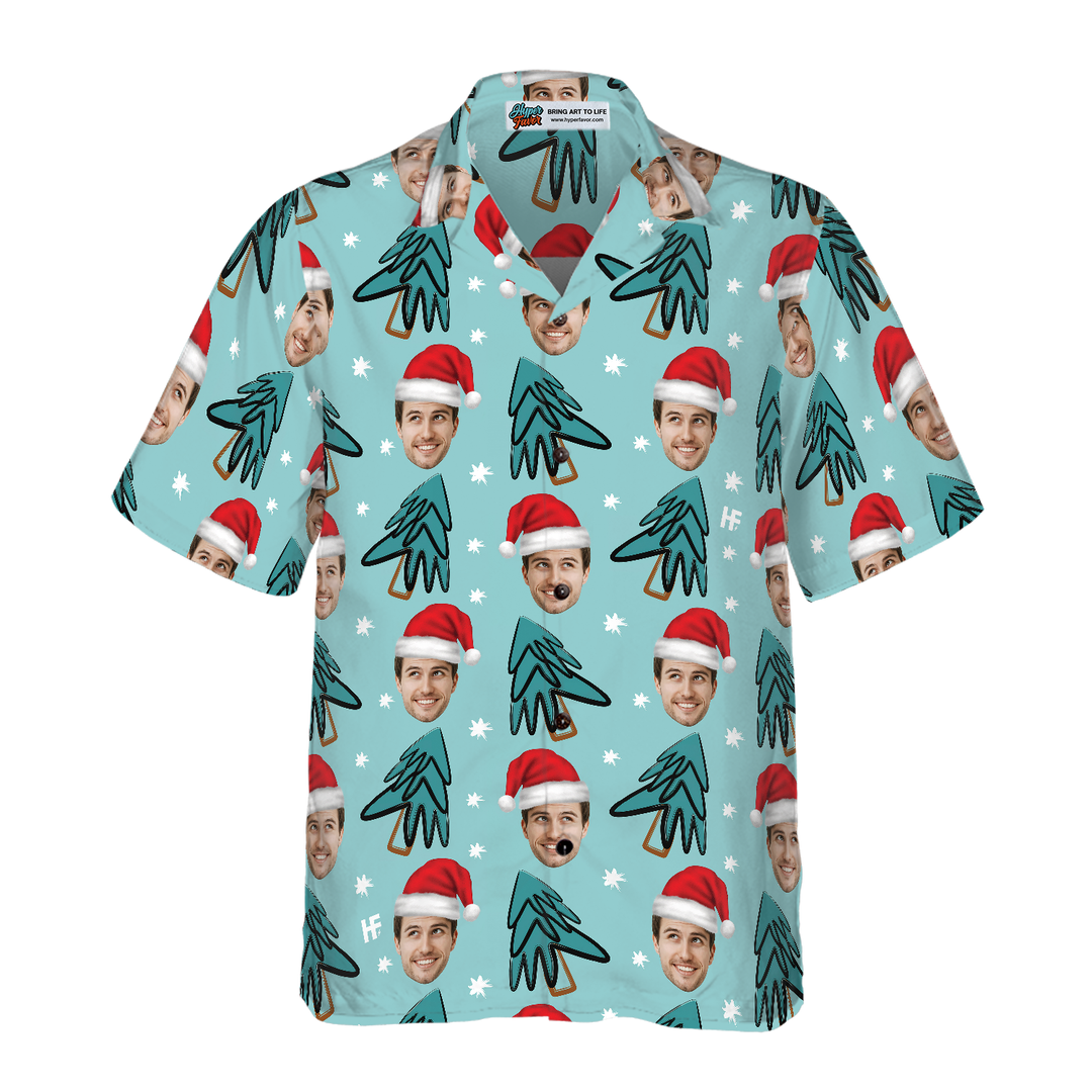 Drune | Lustiges benutzerdefiniertes Gesicht Weihnachtsbaum benutzerdefiniertes Hawaiian Shirt