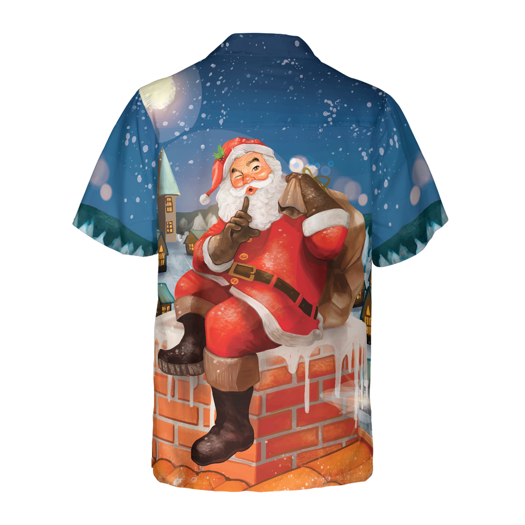 Drune | Hawaiian-Shirts, Santa mit Geschenk T-Shirt Kurzarm, Weihnachts-Shirt Geschenkidee für Männer und Frauen