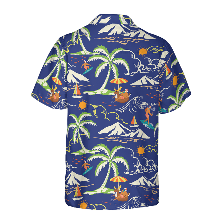 Drune | Hyperfavor Weihnachts-Hawaiian-Shirts, Santa Strand Sommer Muster 3 Kurzarmhemd, Weihnachtshemd Geschenkidee für Männer und Frauen