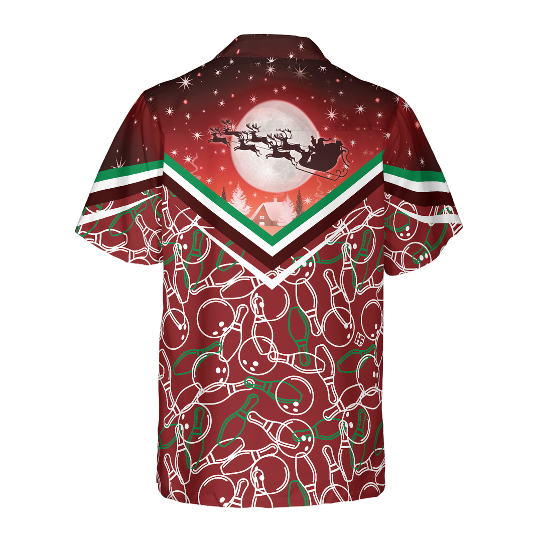 Drune | Hyperfavor Weihnachts-Hawaiian-Shirts, Weihnachtsnacht mit Bowling-Muster Shirt Kurzarm, Weihnachts-Shirt Geschenkidee für Männer und Frauen