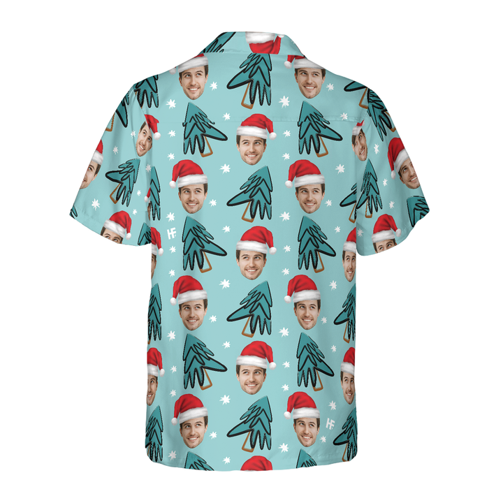 Drune | Lustiges benutzerdefiniertes Gesicht Weihnachtsbaum benutzerdefiniertes Hawaiian Shirt