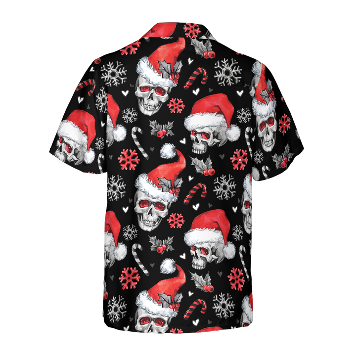 Drune | Weihnachts-Schädel mit Zuckerstangen Weihnachts-Hawaiian-Shirt, Schädel Weihnachts-Hawaiian-Shirt für Herren