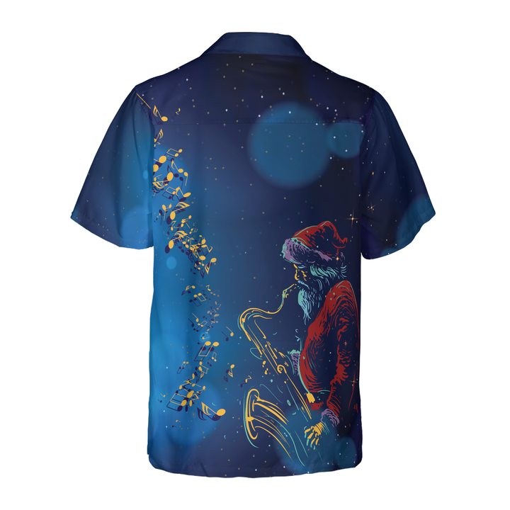 Drune | Hyperfavor Weihnachts-Hawaiihhemden, Santa Claus spielt das Saxophon Shirt Kurzarm, Weihnachtshemd Geschenkidee für Männer und Frauen