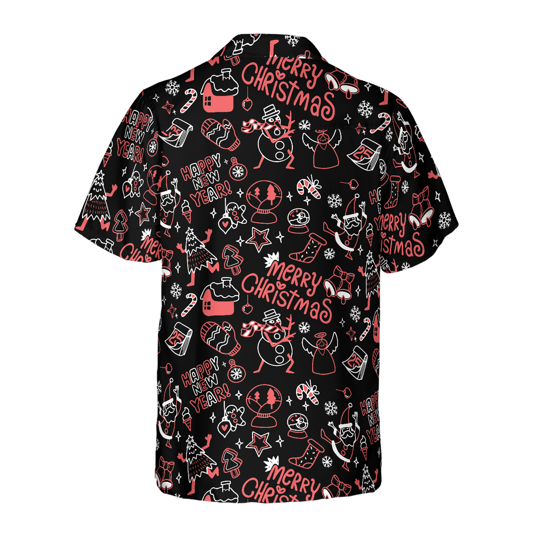Drune | Hyperfavor Weihnachts-Hawaiianhemden, Weihnachts-Linienmuster-Hemd Kurzarm, Weihnachtshemd Geschenkidee für Männer und Frauen