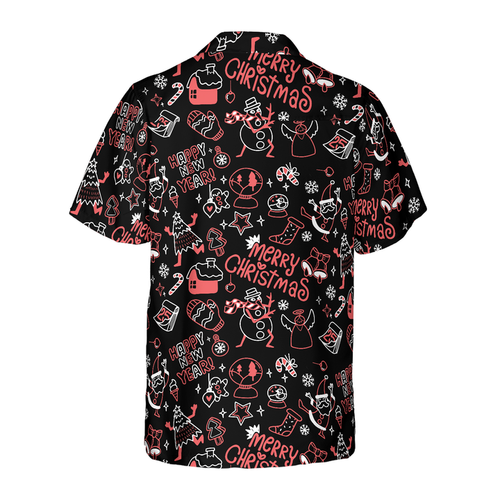 Drune | Hyperfavor Weihnachts-Hawaiianhemden, Weihnachts-Linienmuster-Hemd Kurzarm, Weihnachtshemd Geschenkidee für Männer und Frauen