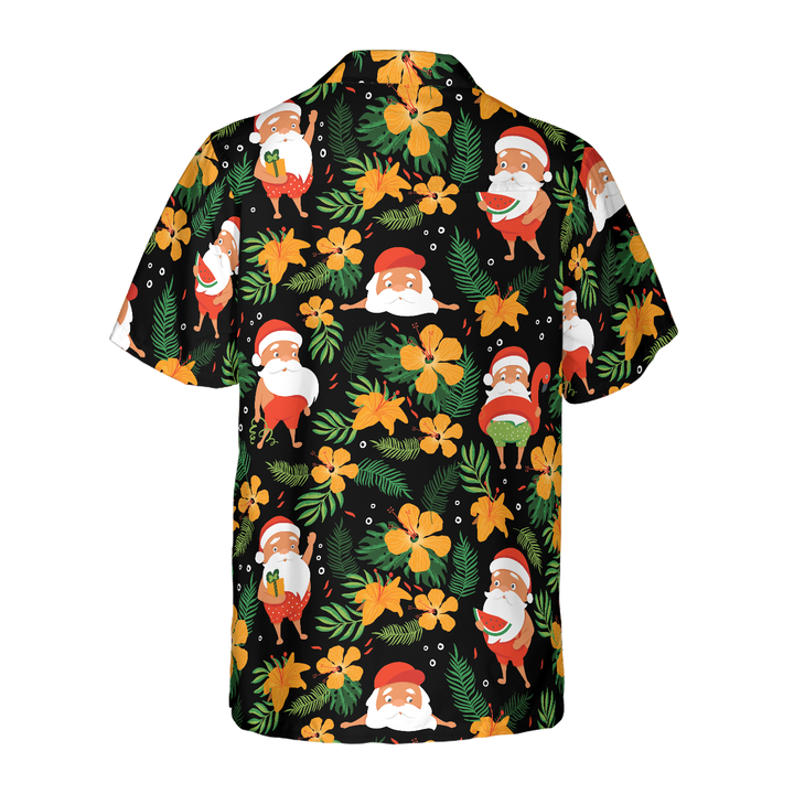 Drune | Hyperfavor Weihnachts-Hawaiianhemden, Santa Schwimmendes tropisches Muster kurzärmliges Hemd, Weihnachtshemd Idee Geschenk für Männer und Frauen