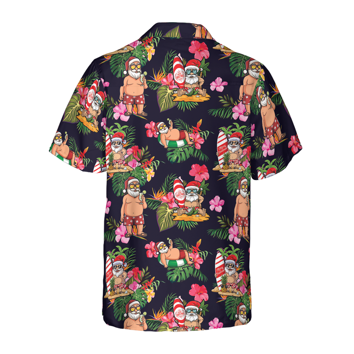 Drune | Hyperfavor Weihnachten Hawaiian Shirt, Santa mit tropischem Blumenmuster Kurzarmshirt, Weihnachtshir Idee Geschenk für Männer und Frauen