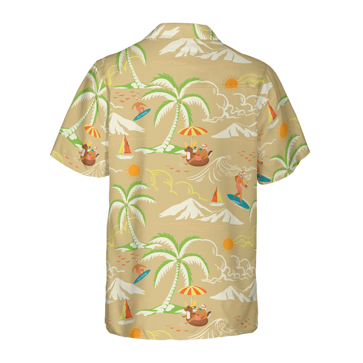 Drune | Hyperfavor Weihnachts-Hawaiian-Shirts, Santa Strand Sommer Muster 4 Shirt Kurzarm, Weihnachtshemd Geschenkidee für Männer und Frauen