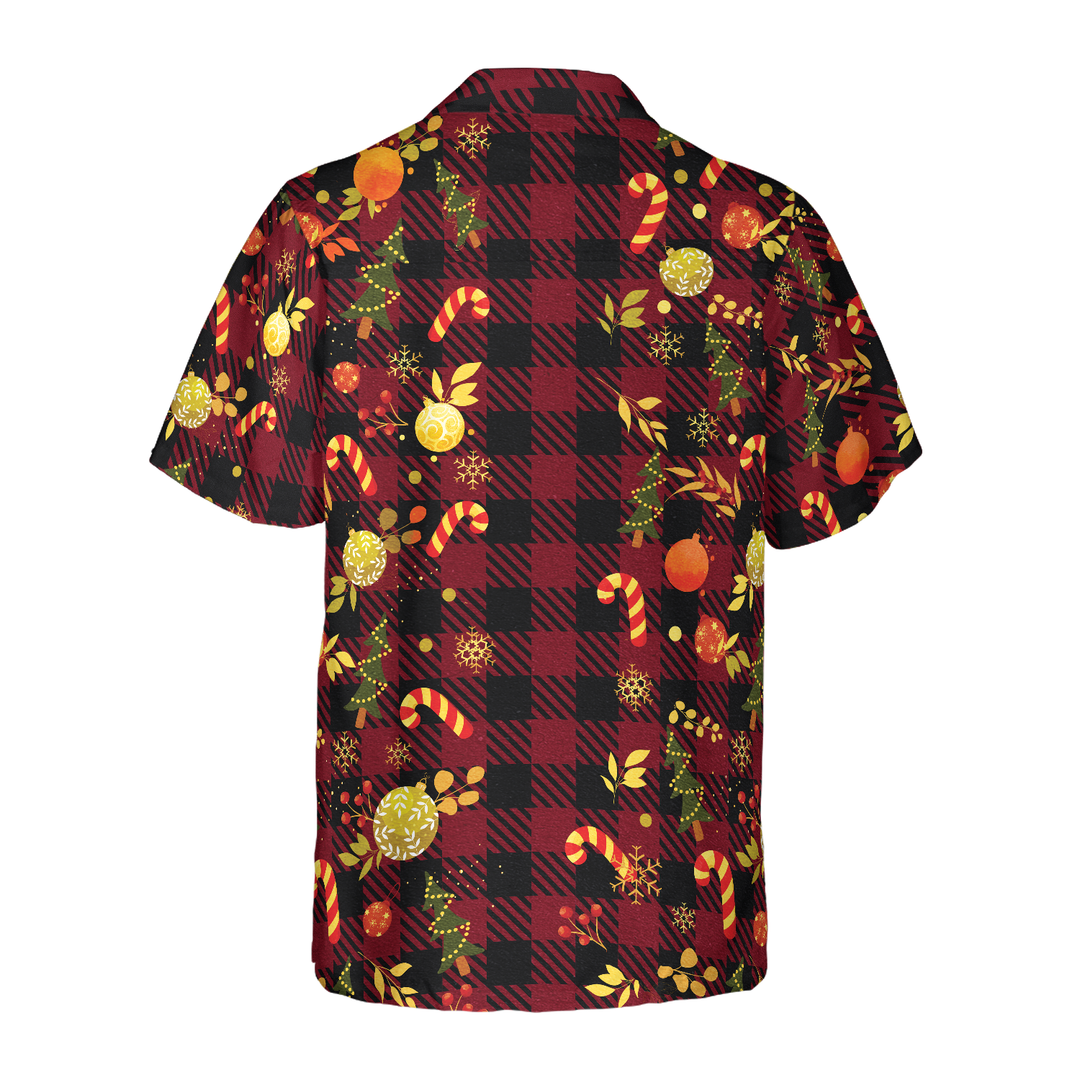 Drune | Hyperfavor Weihnachts-Hawaiian-Shirts, Frohe Weihnachten Rotkariertes Muster Shirt Kurzarm, Weihnachts-Shirt Geschenkidee Für Männer Und Frauen