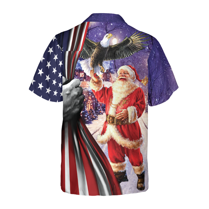 Drune | Hyperfavor Weihnachts-Hawaiian-Shirts, Santa mit Adler Shirt Kurzarm, Weihnachts-Shirt-Idee Geschenk für Männer und Frauen