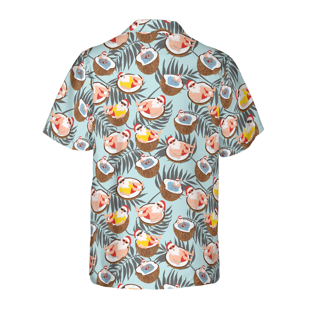 Drune | Hyperfavor Weihnachts-Hawaiian-Shirts, Weihnachtsmann mit Kokosnuss-Shirt Kurzarm, Weihnachts-Shirt-Idee Geschenk für Männer und Frauen