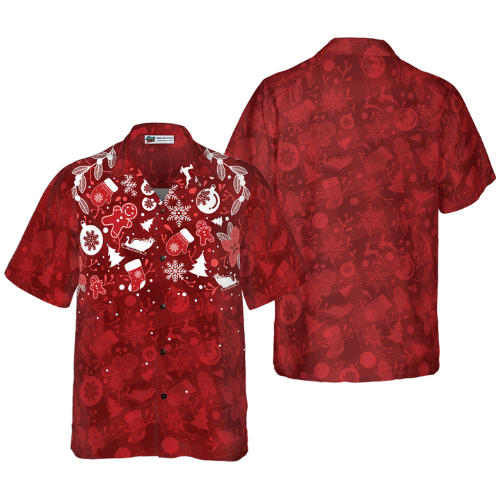 Drune | Hyperfavor Weihnachts-Hawaiian-Shirts für Männer und Frauen, Weihnachts-Lebkuchenmann-Hawaiian-Shirt mit Knopfleiste Kurzarm
