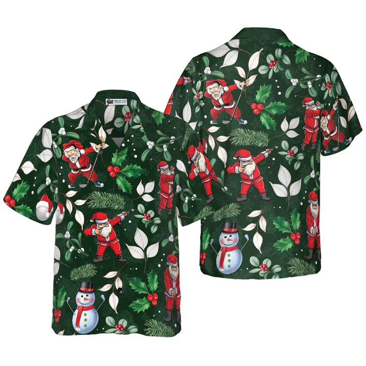 Drune | Hyperfavor Weihnachten Hawaiianische Hemden, Santa Golfspiel Muster Hemd Kurzarm, Weihnachtshemd Geschenkidee für Männer und Frauen