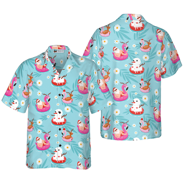 Drune | Hyperfavor Weihnachts-Hawaiian-Shirts, Santa Strand Sommer Muster Shirt Kurzarm, Weihnachtshemden Idee Geschenk Für Männer Und Frauen