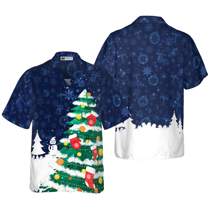 Drune | Hyperfavor Weihnachtsbaum Hawaiian Shirt, Weihnachtshemden Kurzarm Button-Down-Hemd für Männer und Frauen