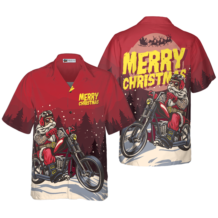Drune | Hyperfavor Weihnachts Hawaiian Shirts, Santa Motobike Hemd Kurzarm, Weihnachtshemd Geschenkidee für Männer und Frauen