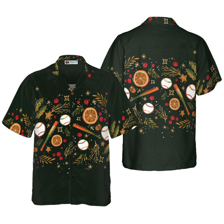 Drune | Hyperfavor Weihnachten Hawaiian-Shirts für Männer und Frauen, Weihnachts-Baseballmuster Hawaiian-Shirt mit Knopfleiste Kurzarm