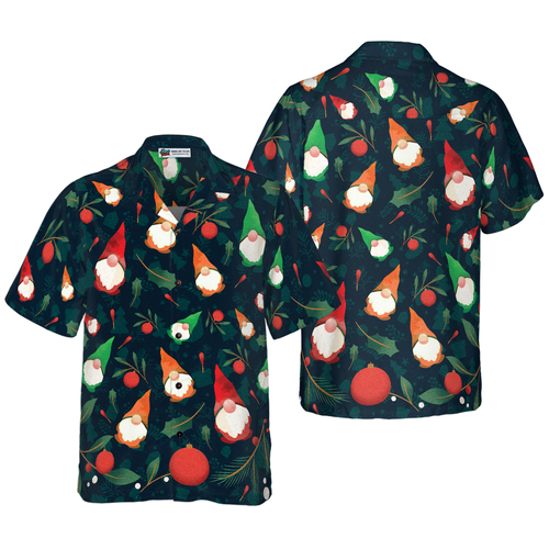 Drune | Hyperfavor Weihnachts-Hawaiian-Shirts, Weihnachtsgnom-Musterhemden Kurzarm, Weihnachtshemd Geschenkidee für Männer und Frauen