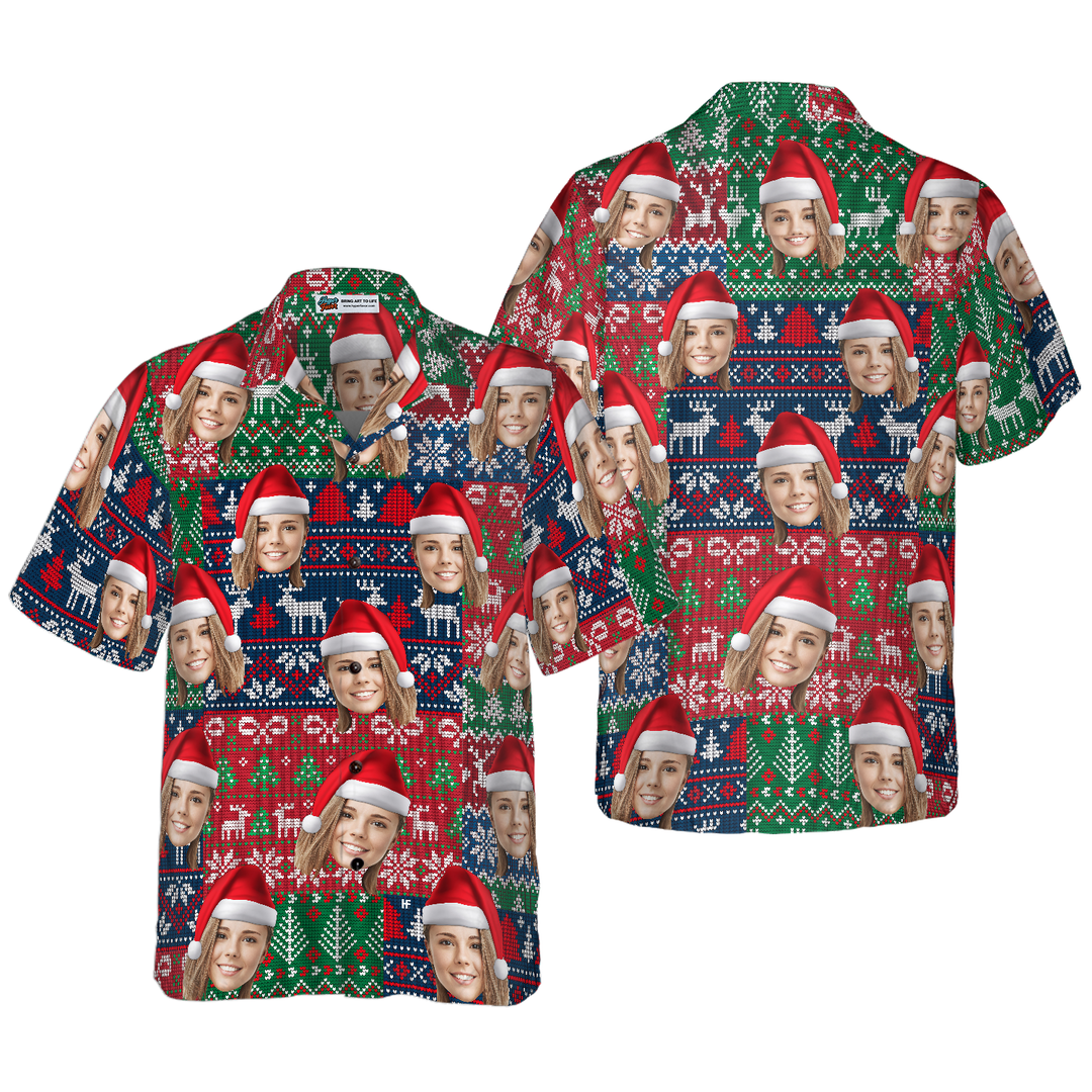 Drune | Lustige benutzerdefinierte Gesichts-Weihnachts-02 benutzerdefinierte Hawaiian-Shirt