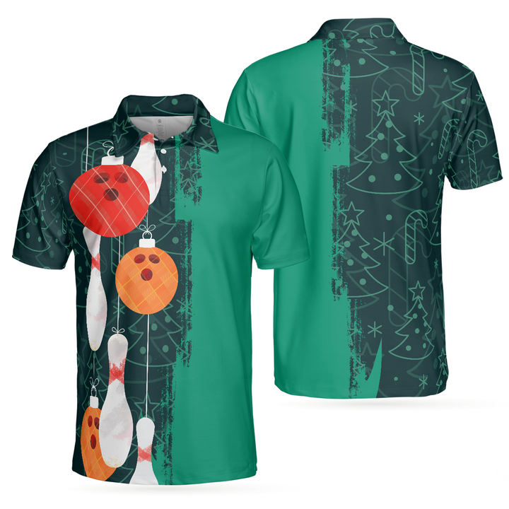 Drune | Weihnachts Bowling Dekoration Licht Herren Polo Shirts