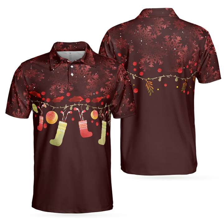 Drune | Weihnachts Golf Polo Hemden - Herren Golf Polo Hemden Kurzarm - Rotes Weihnachtsmuster Hemd Dry Fit - Weihnachts Hemd Geschenkidee für Männer