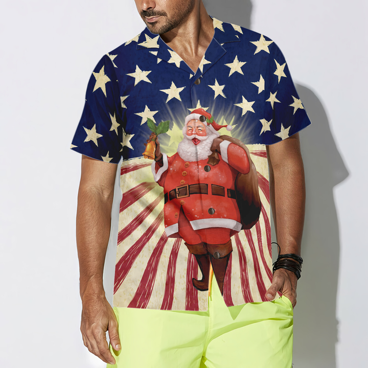 Drune | Hyperfavor Santa Weihnachten Santa Amerika Hawaiian-Shirt, Weihnachtshemden Kurzarm Knopf-down-Hemd für Männer und Frauen