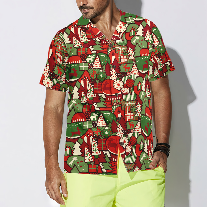 Drune | Hawaiian Hemden, Weihnachtsgeschenk Musterhemd Kurzarm, Weihnachtshemd Geschenkidee für Männer und Frauen
