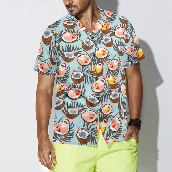 Drune | Hyperfavor Weihnachts-Hawaiian-Shirts, Weihnachtsmann mit Kokosnuss-Shirt Kurzarm, Weihnachts-Shirt-Idee Geschenk für Männer und Frauen